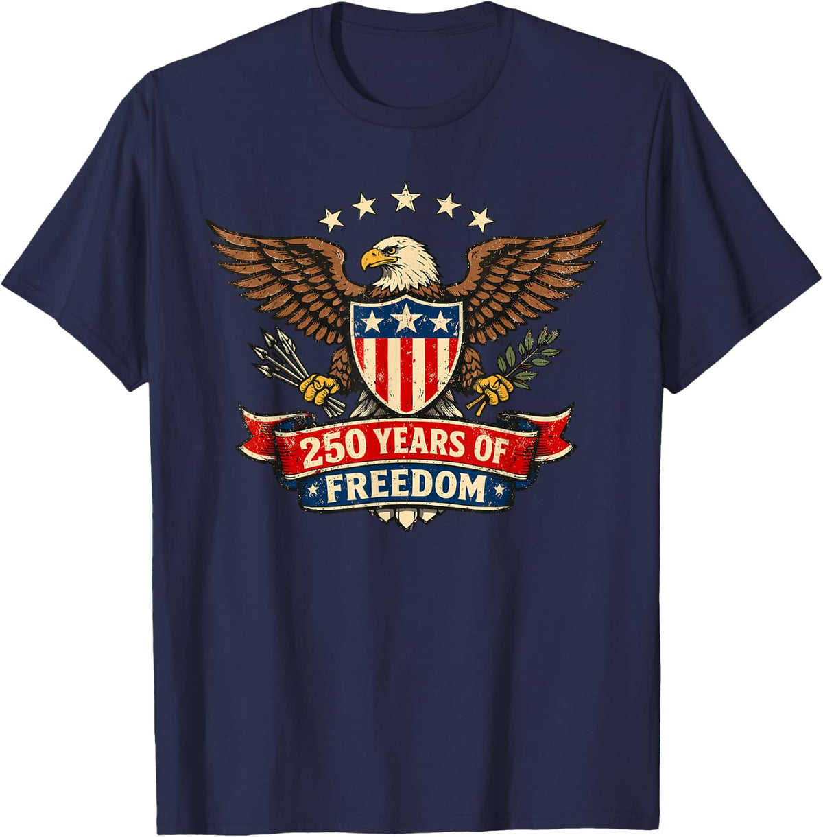 250 Anniversary USA Patriotic Eagle 250th 4th of July 2026 T-Shirt - Navy Blue