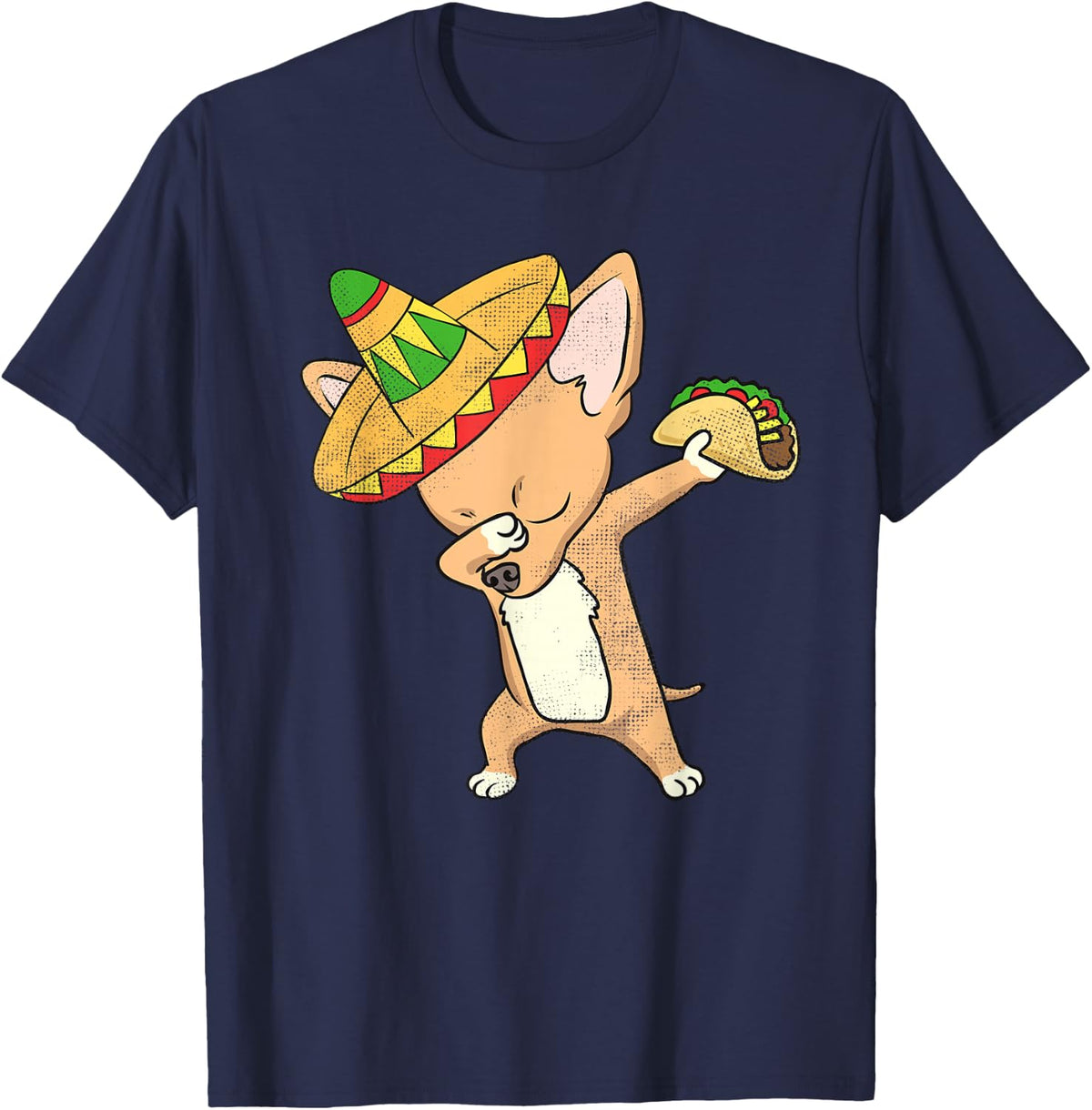 Funny Mexican Chihuahua Dog Taco Shirt Dabbing Cinco De Mayo T-Shirt - Navy Blue