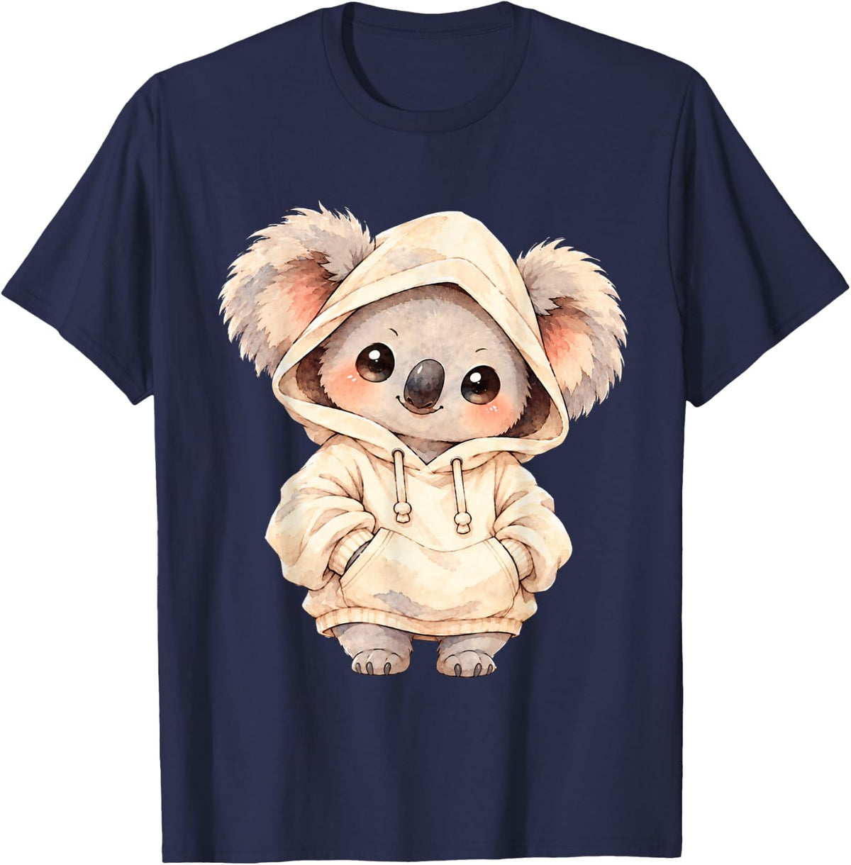 Cute Koala Watercolor Kawaii Animal Design Gift T-Shirt - Navy Blue