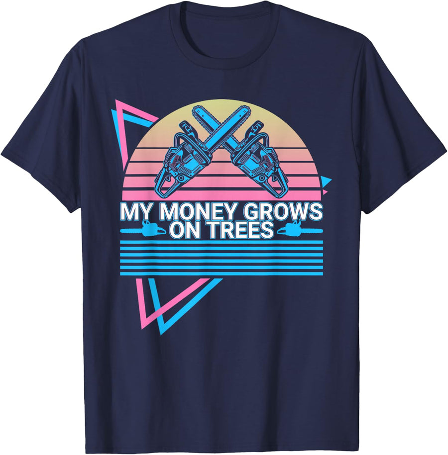 Funny Arborist Tree Cutting Tree Climber T-Shirt - Navy Blue