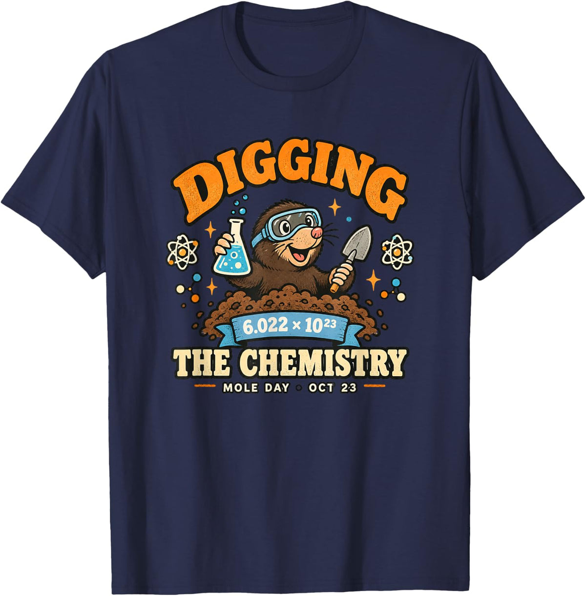 National Mole Day Chemistry Maths Physics Avogadro's T-Shirt - Navy Blue