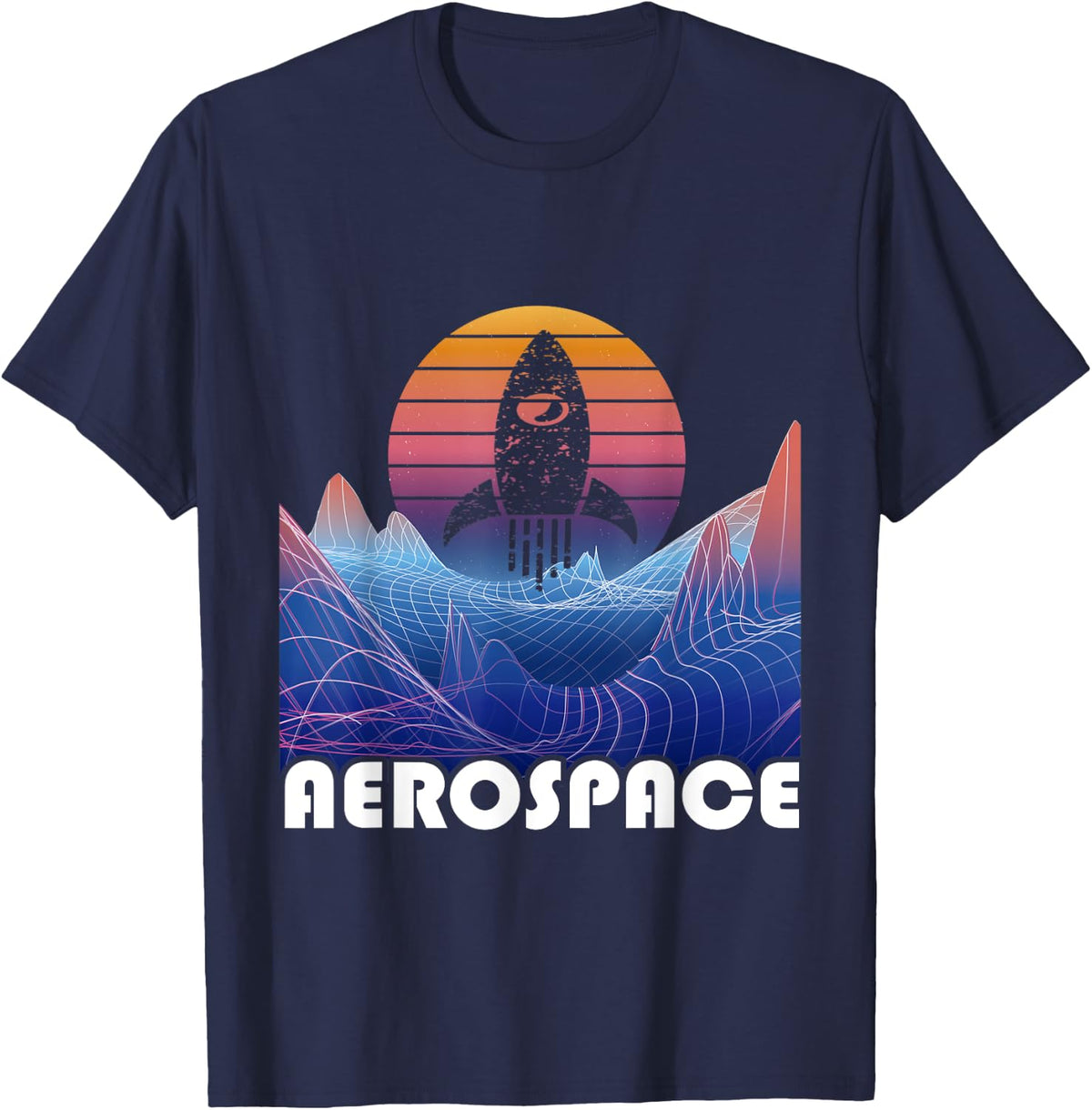 Aerospace Engineer Rocket Vaporwave Aeronautical Space T-Shirt - Navy Blue