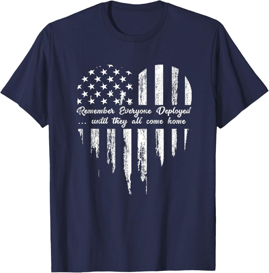 Red Friday Remember Everyone Deployed Until They Come Home T-Shirt - Navy Blue