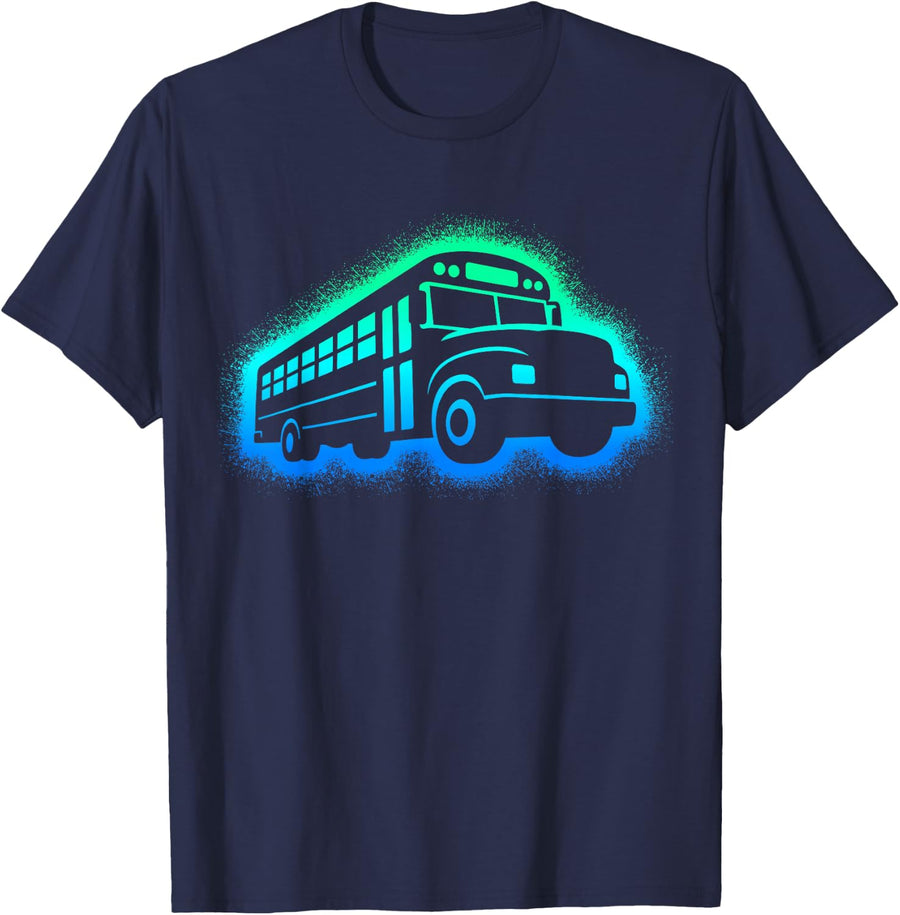 School Bus Kids Men Boys Bus Driver T-Shirt - Navy Blue
