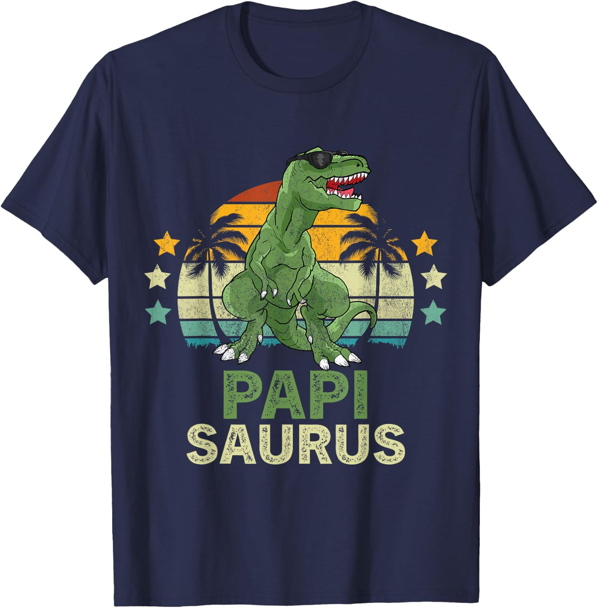 Papisaurus T-Rex Dinosaur Papi Saurus T-Shirt - Navy Blue
