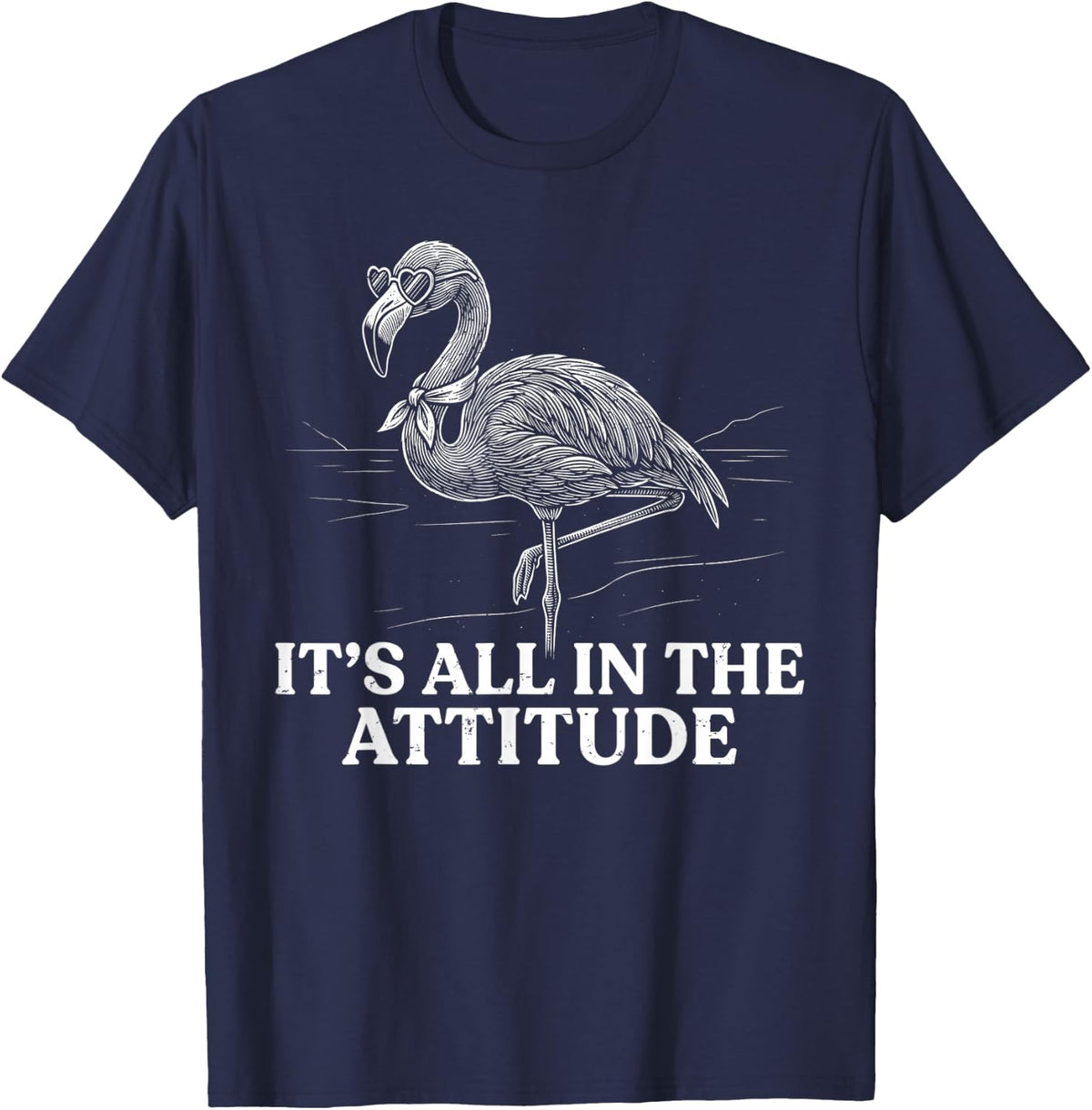 Sassy Humor Flamingo Lover Funny Bird Attitude Beach Graphic T-Shirt - Navy Blue