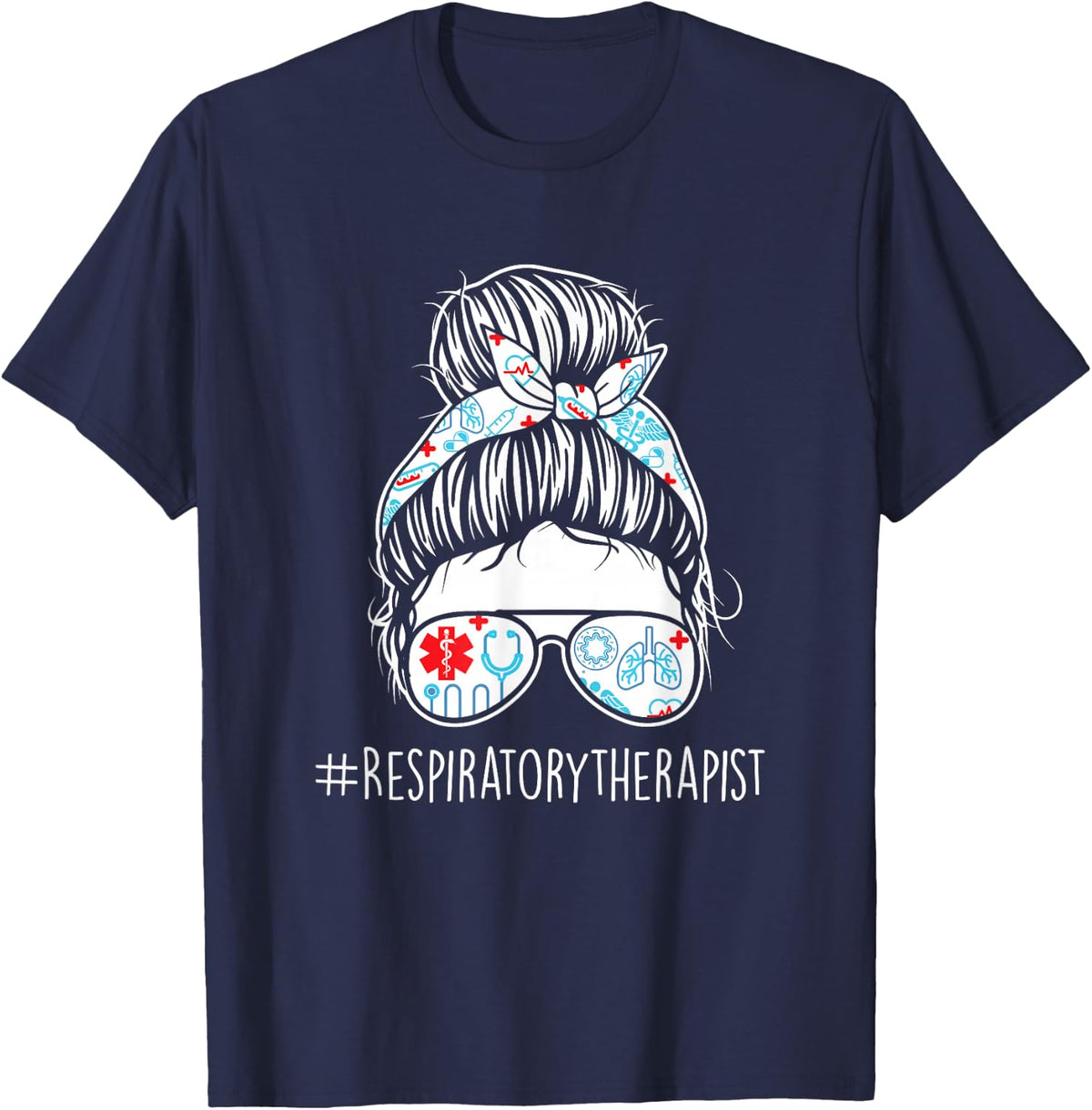 Respiratory Therapist - Woman Medical Worker Lung Therapy T-Shirt - Navy Blue