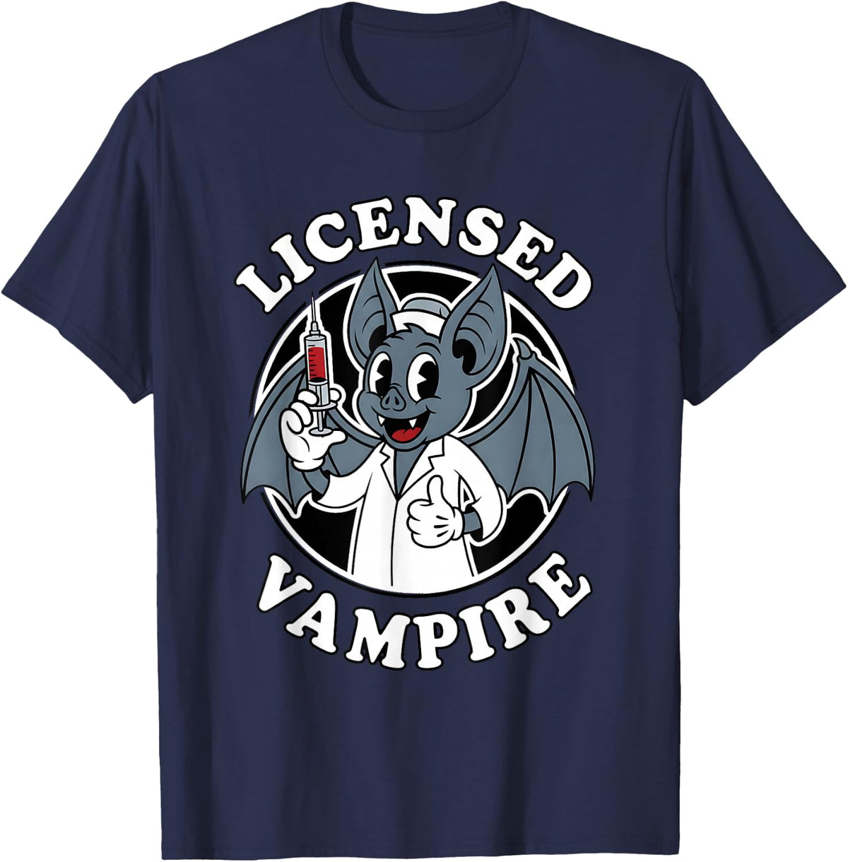 Licensed Vampire Phlebotomist Blood Draw Phlebotomy T-Shirt - Navy Blue