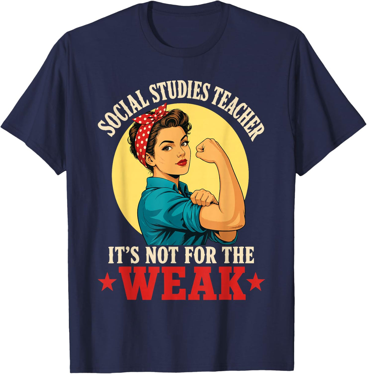 Female Social Studies Educator Teacher T-Shirt - Navy Blue