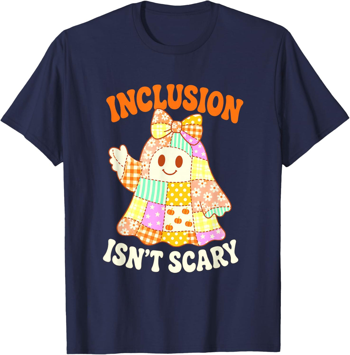 SPED para Inclusion Isn't Scary Halloween Ghost T-Shirt - Navy Blue