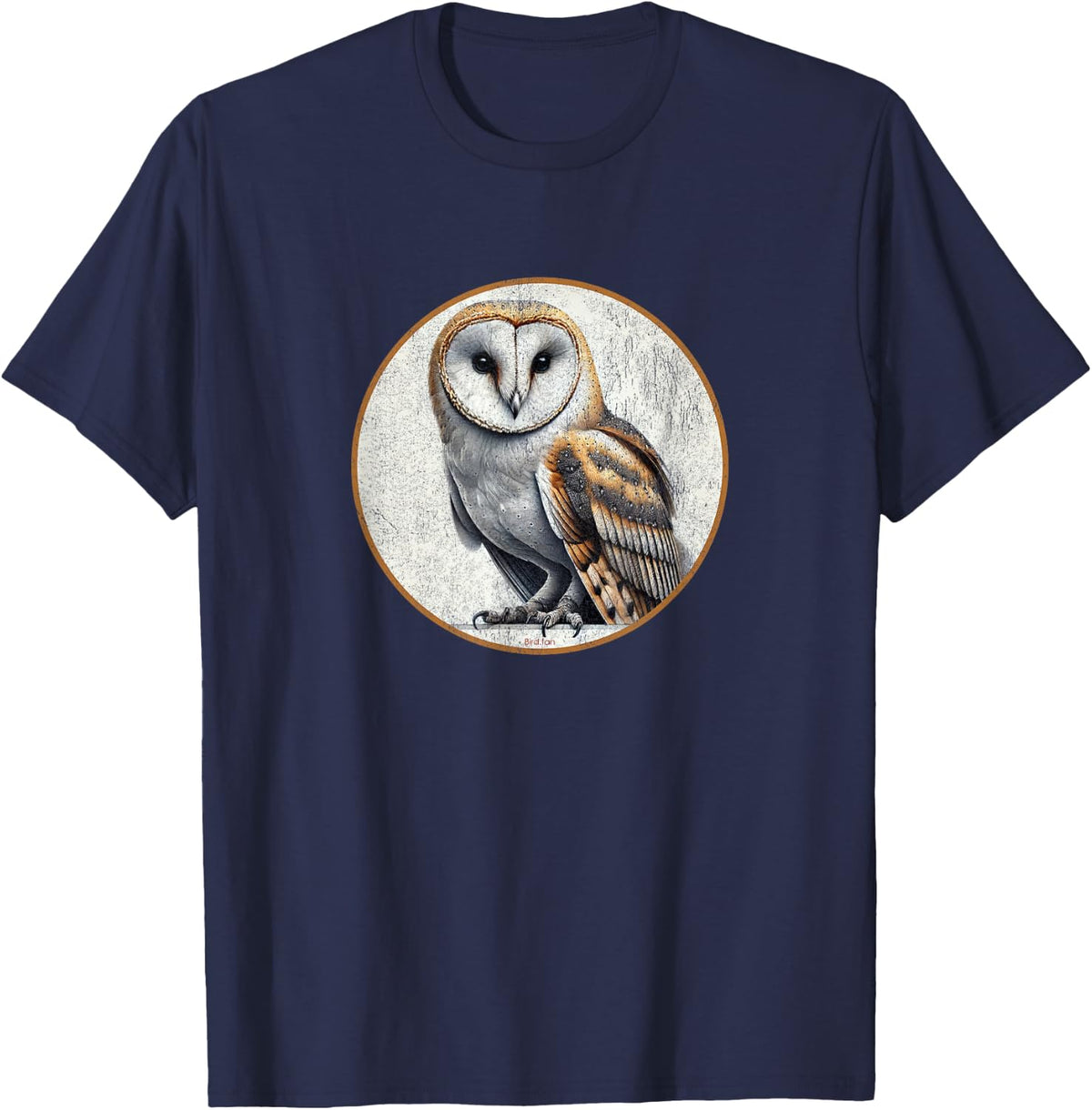 Colorful Retro Barn Owl Bird Design T-Shirt - Navy Blue