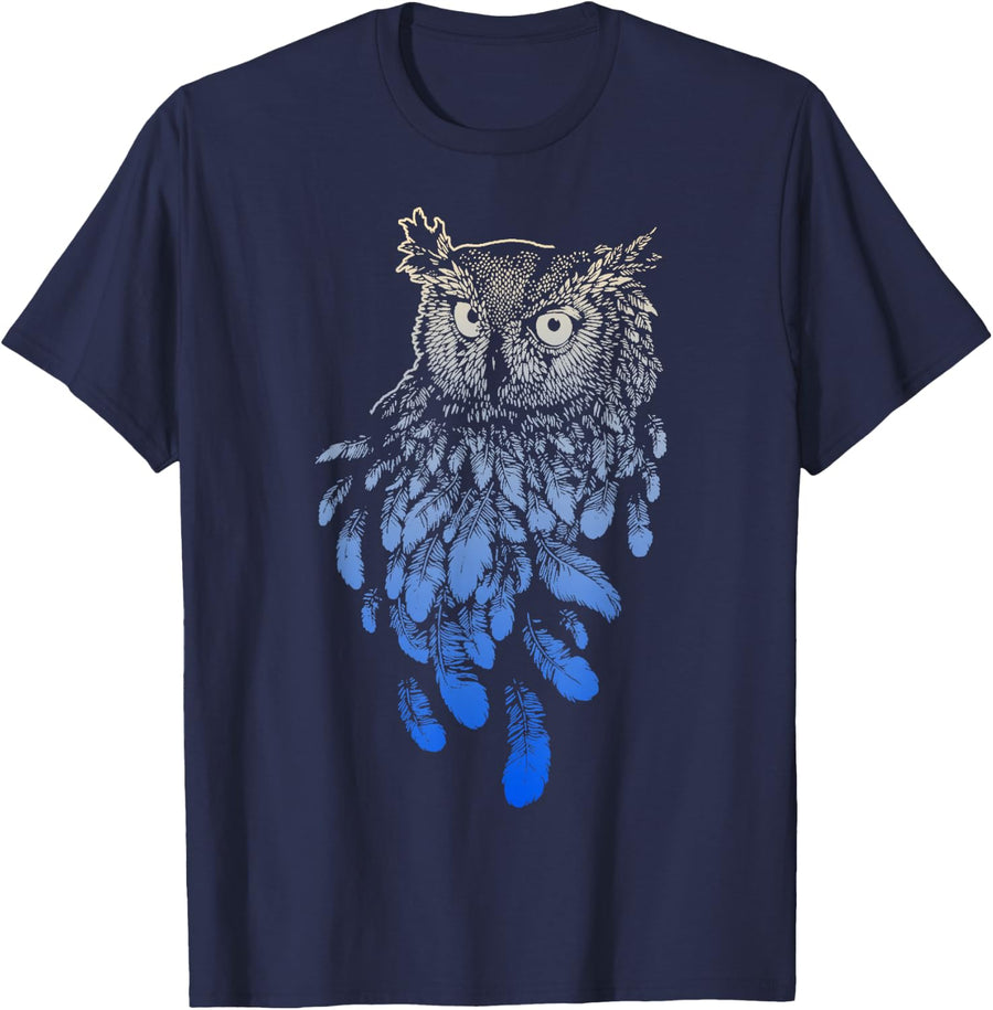 Owl Shirt - Owl Gift Spirit Animal Tribal T-Shirt - Navy Blue