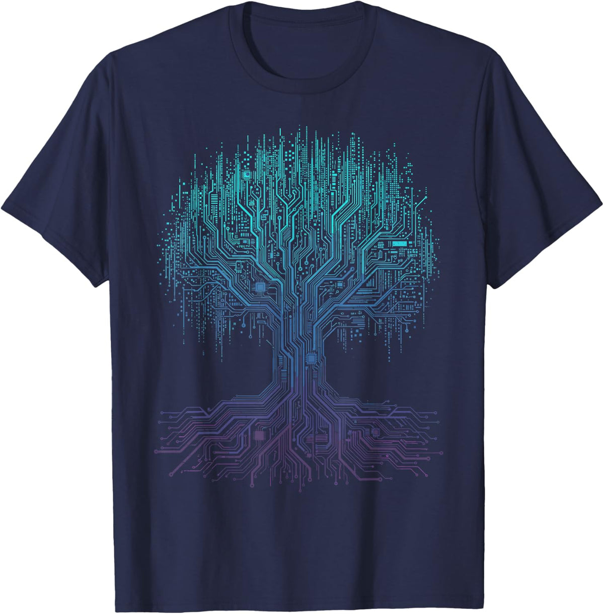 Binary Code Tree Software Programmer Developer Coding Coder T-Shirt - Navy Blue