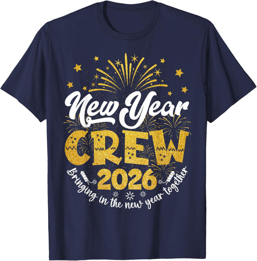 New Year Crew 2026 Family Bringing in The New Year Together T-Shirt - Navy Blue