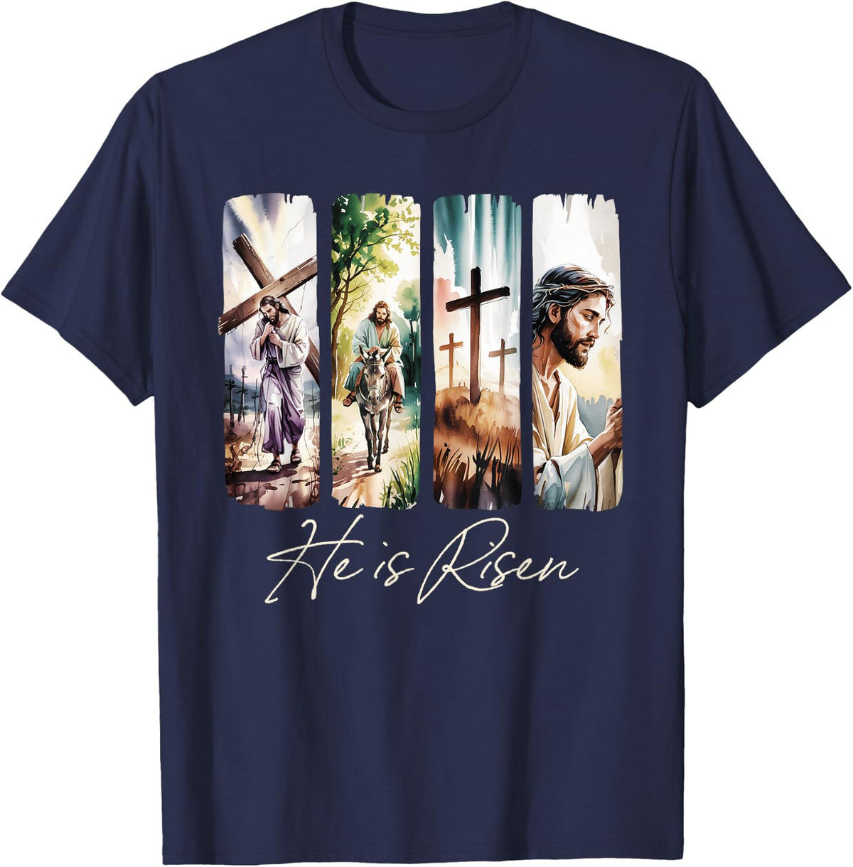 True Story Jesus Christian Religious He is Risen Easter Day T-Shirt - Navy Blue