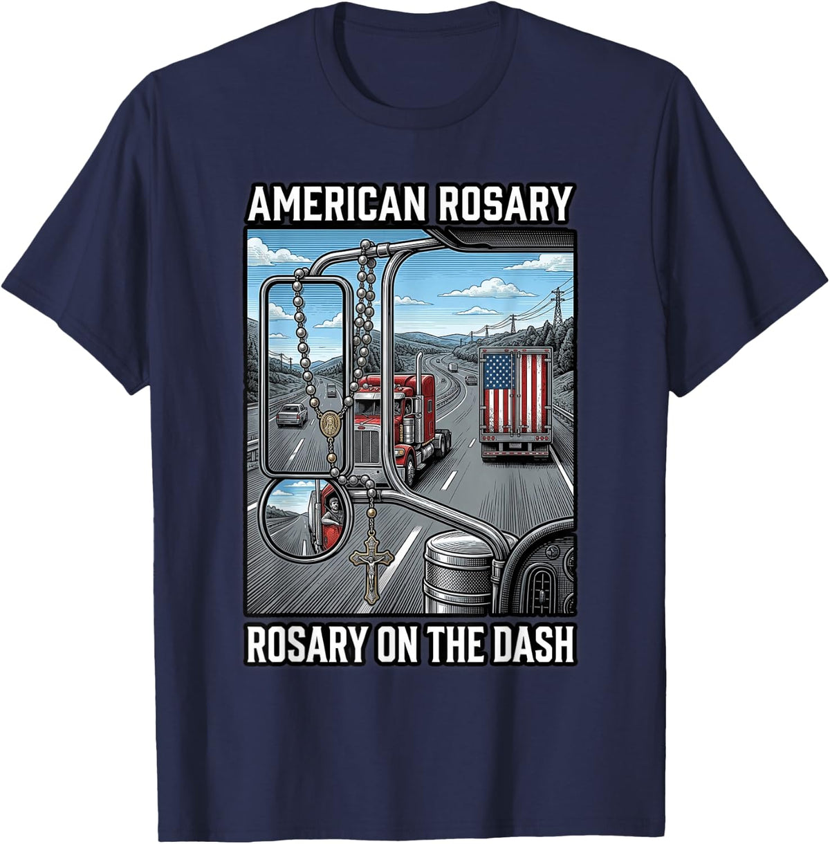 American Catholic Truck Catholic T-Shirt - Navy Blue