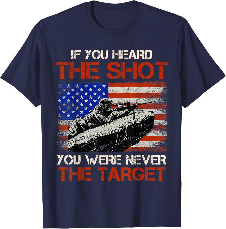 If You Heard The Shot You Were Never Target Military Sniper T-Shirt - Navy Blue