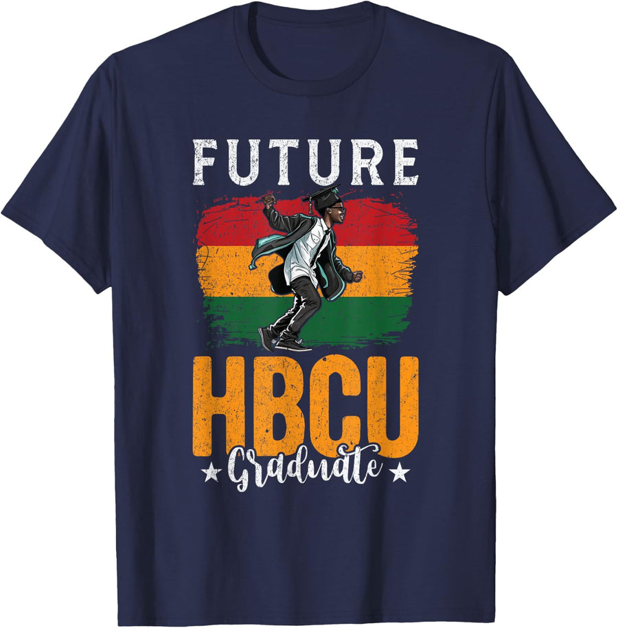 Future HBCU Grad History Black College Youth Black Boy T-Shirt - Navy Blue