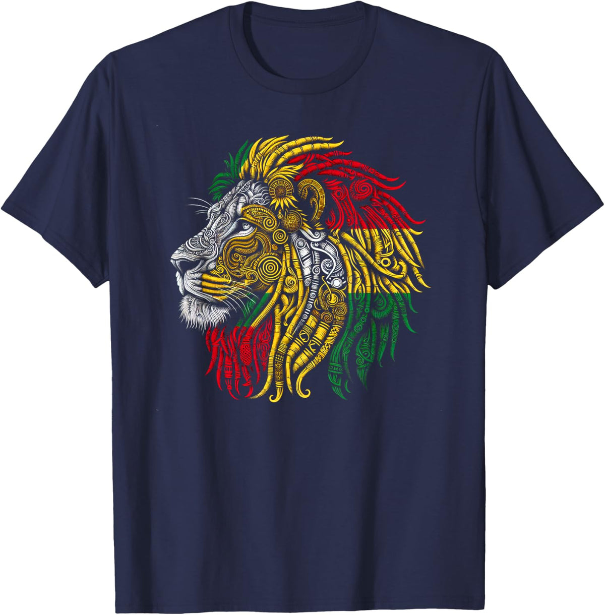 Heritage Rasta Lion T-Shirt - Navy Blue
