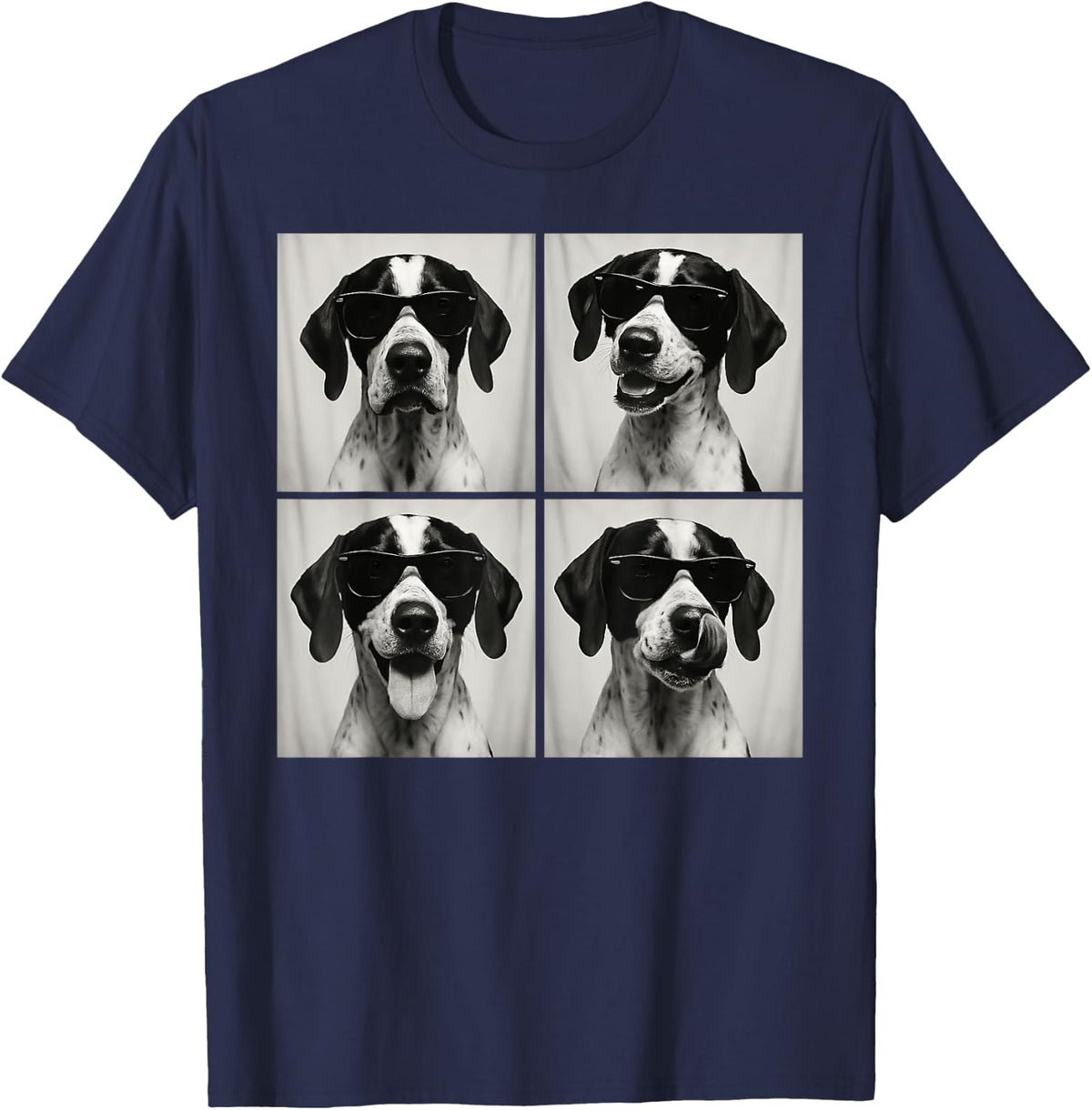 Funny English Pointer Lover Cute Dog Photo Booth T-Shirt - Navy Blue