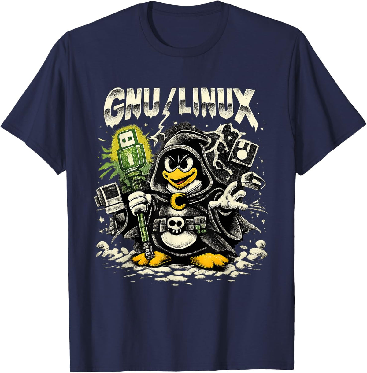 Linux Open Source Computer Developer Funny Nerd T-Shirt - Navy Blue