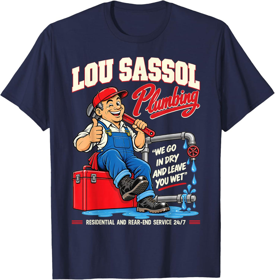 Lou Sassol Funny Adult Humor Inappropriate Innuendo Gag T-Shirt - Navy Blue