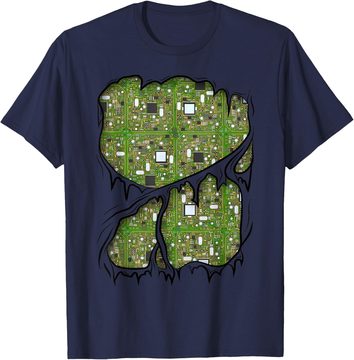 Tech Nerd Engineer Computer Circuit Board Halloween Costume T-Shirt - Navy Blue