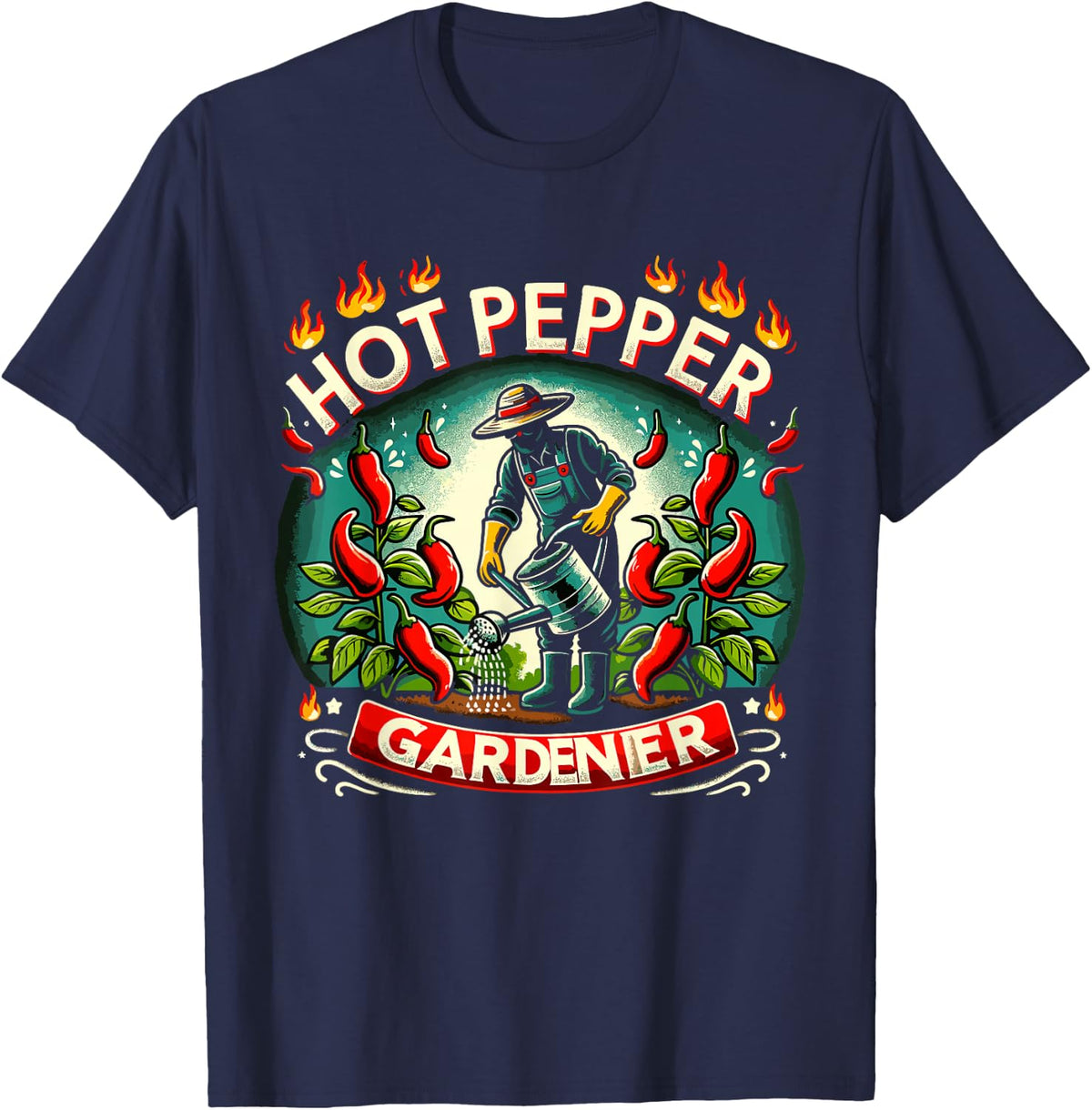Spicy Food Lover Chili Peppers Chef Spice Scoville Scale T-Shirt - Navy Blue
