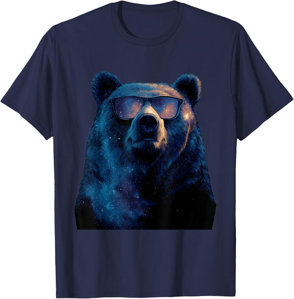 Bear Wearing Sunglasses Wildlife Forest Bear Animal Lover T-Shirt - Navy Blue
