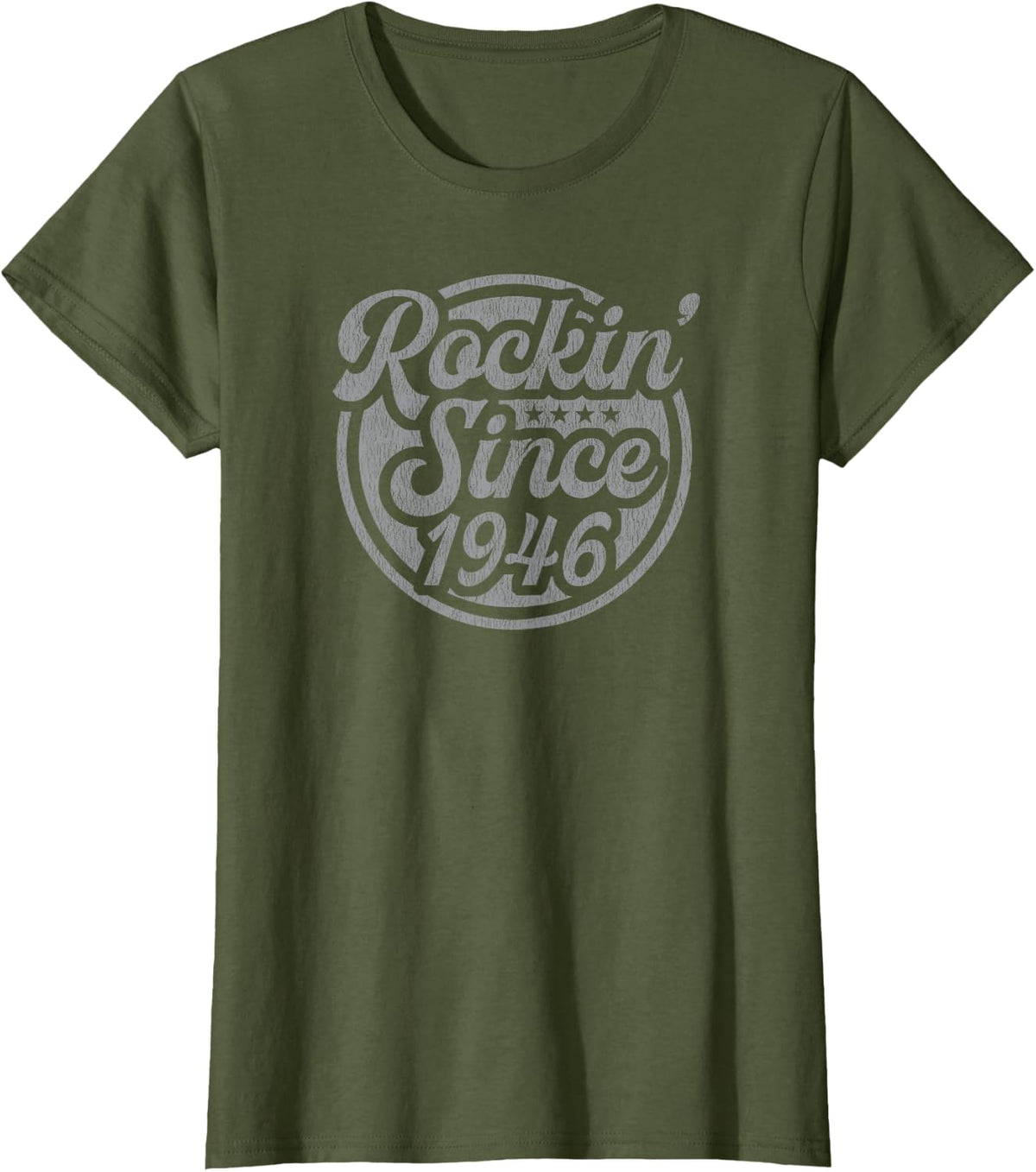 80 Year Old Classic Rock and Roll 1946 80th Birthday T-Shirt - Olive Green