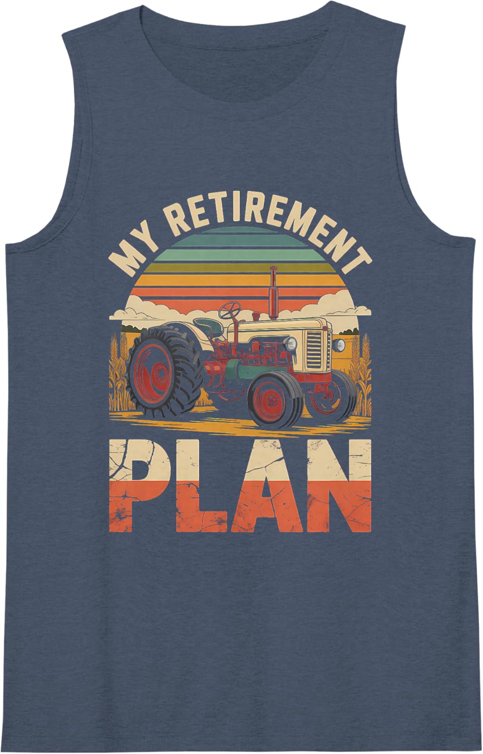 Women's My Retirement Plan Skeleton Farmer Driver Sleeveless Tank Top - Navy Blue