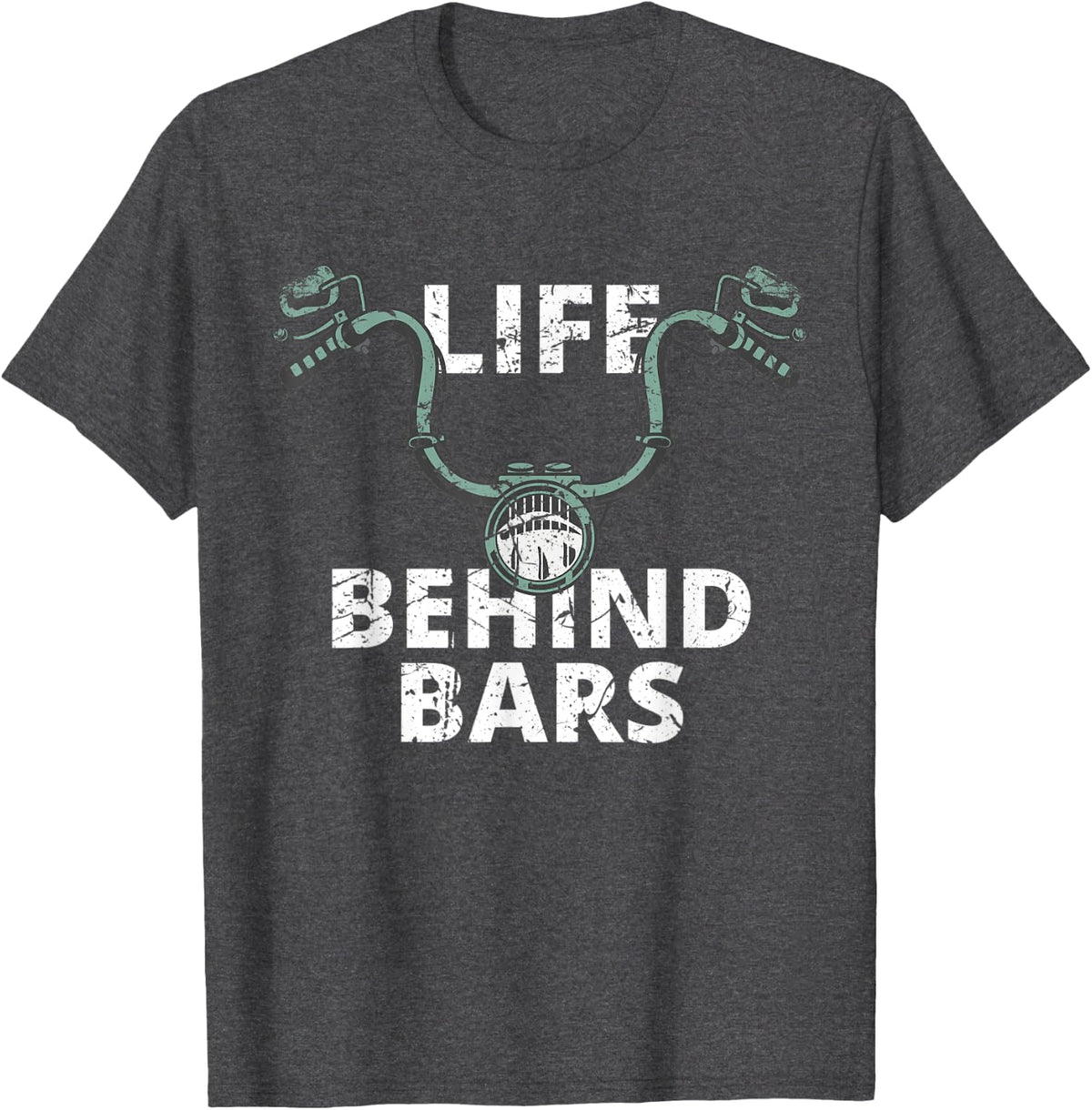 Life Behind Bars Vintage Motorcycle Rider Bikers T-Shirt - Dark Heather Grey