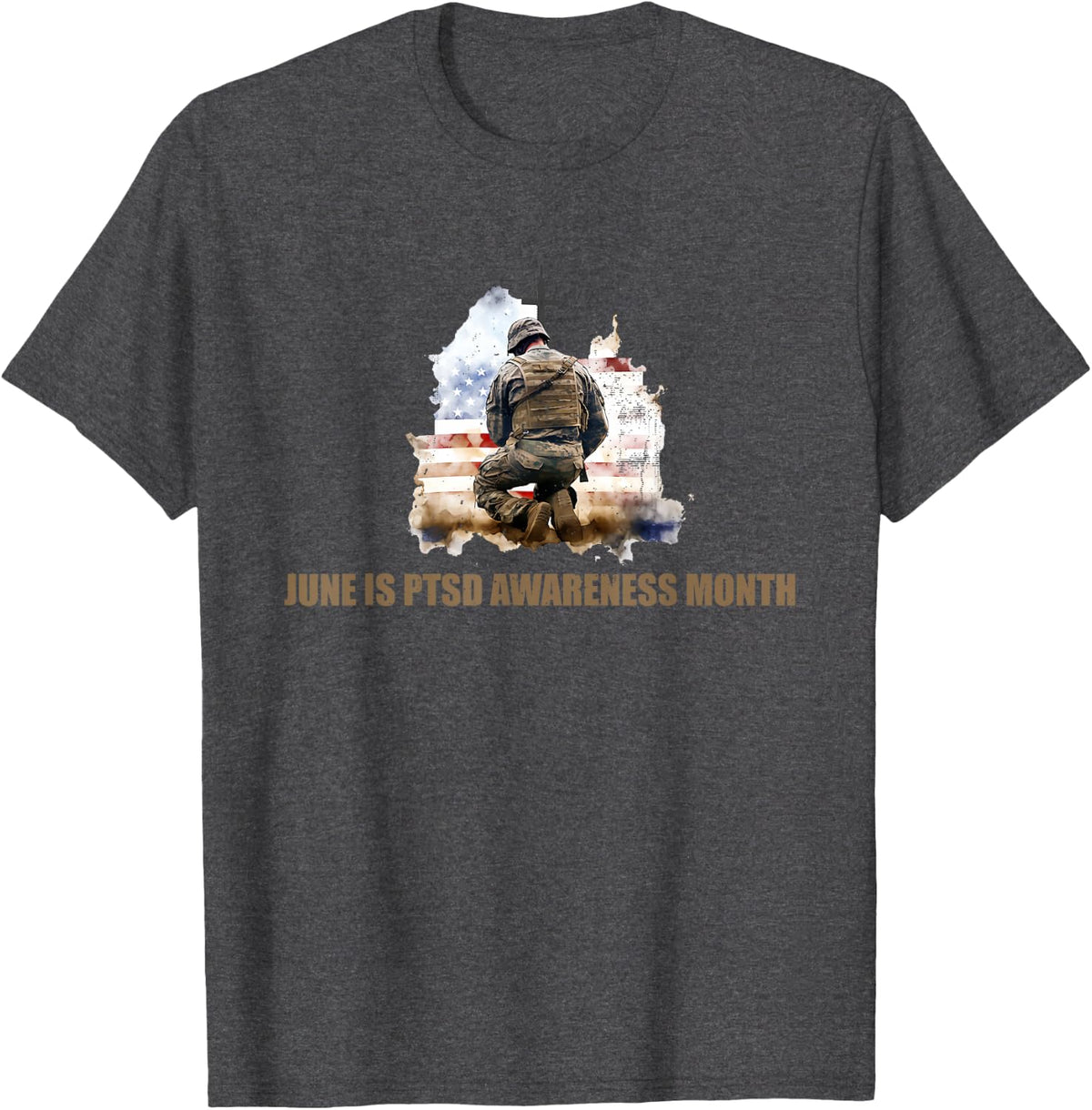 June Is PTSD Awareness Month T-Shirt - Dark Heather Grey