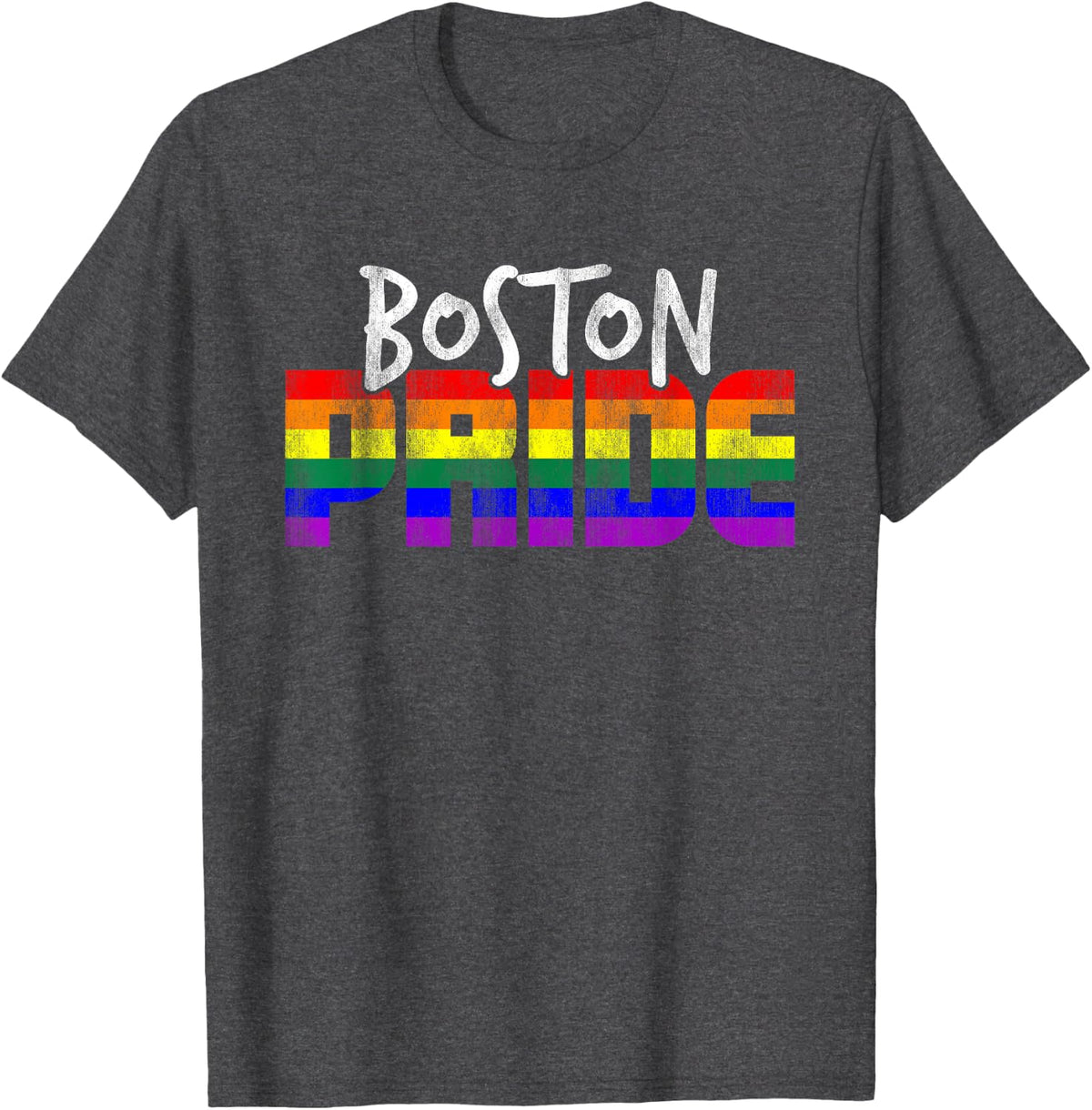 Boston Pride LGBT Flag T-Shirt - Dark Heather Grey