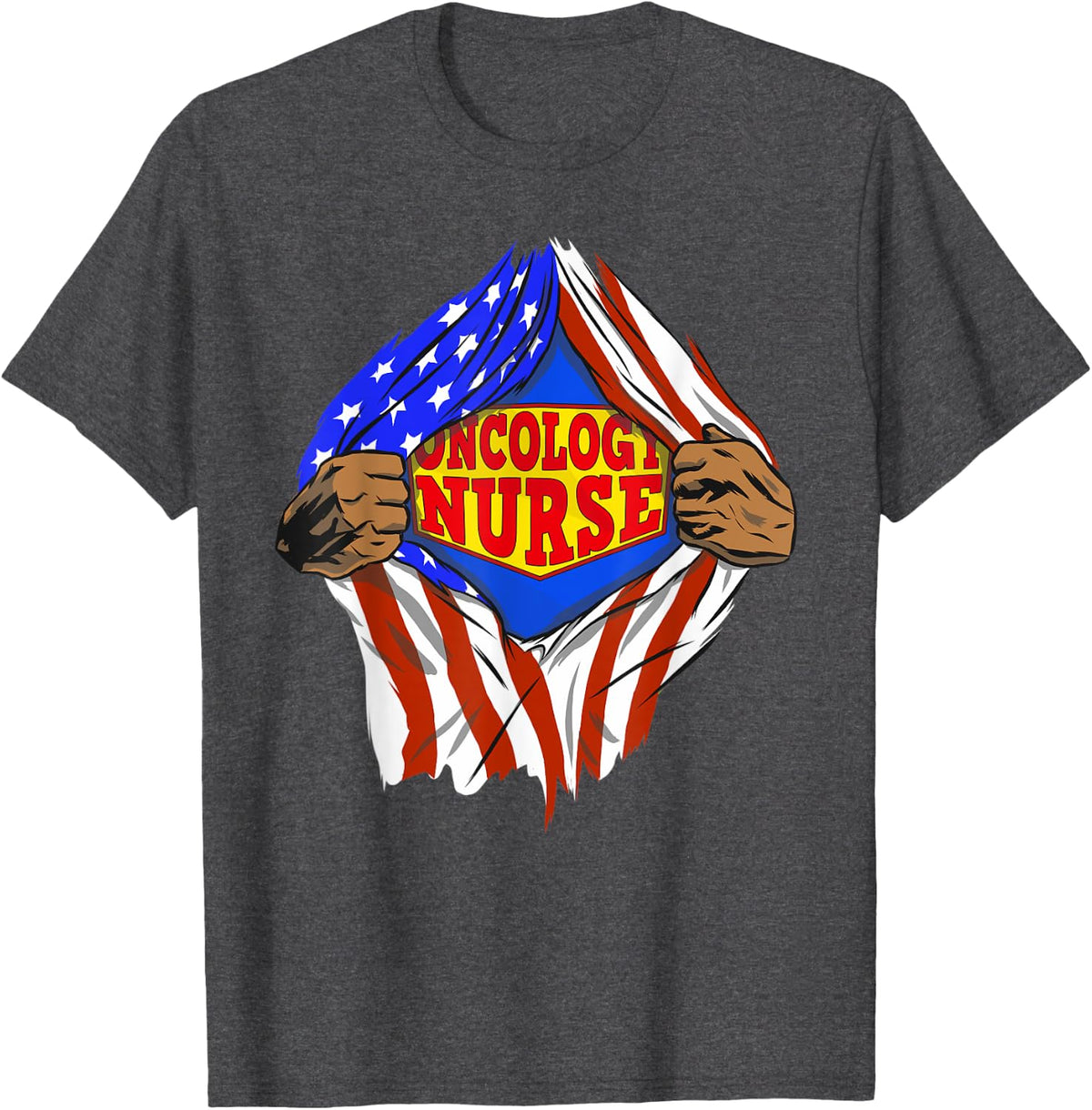 Funny Super Oncology Nurse Hero Job T-Shirt - Dark Heather Grey