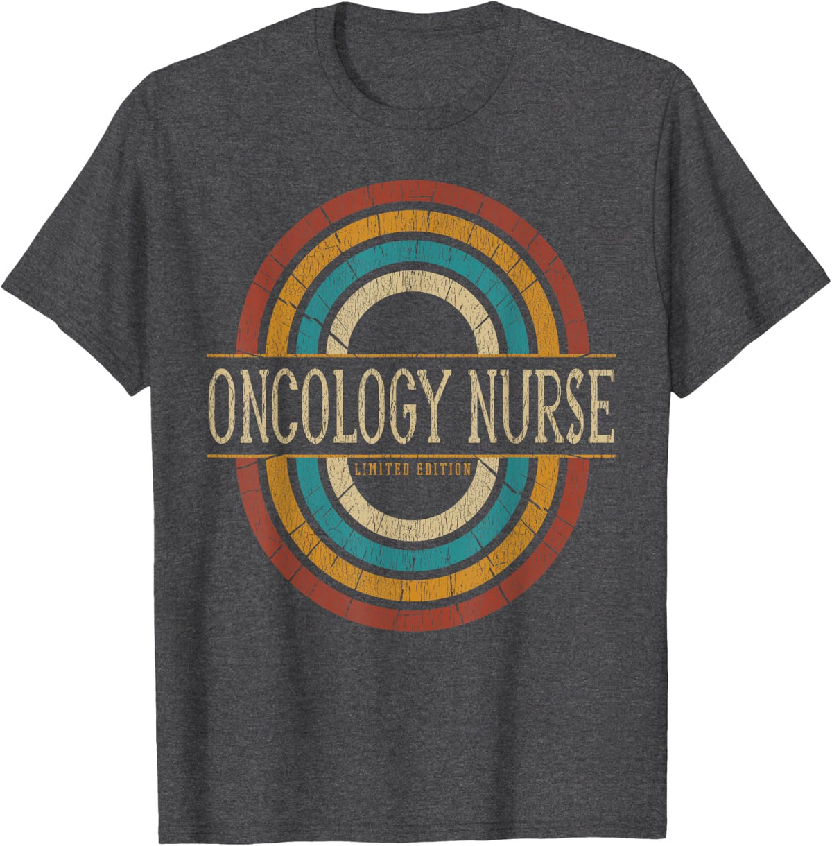 Oncology Nurse Nursing Vintage retro T-Shirt - Dark Heather Grey