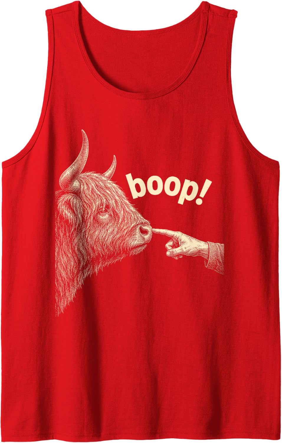 Highland Cow Boop Cute Fluffy Scottish Cattle Lover Animal Tank Top - Red
