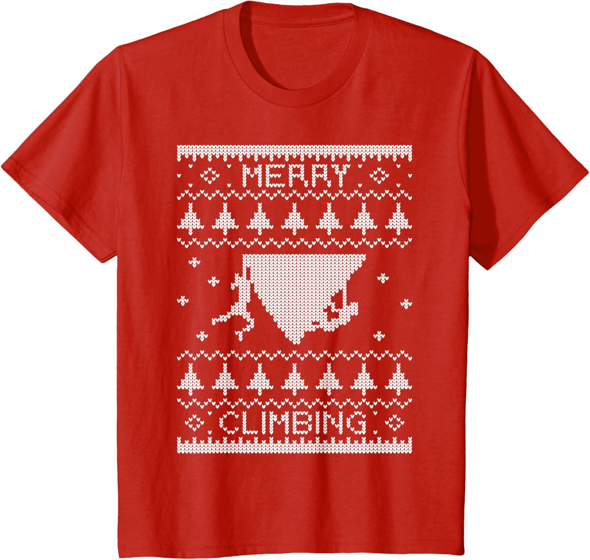 Merry Climbing Christmas bouldering belay T-shirt - Red