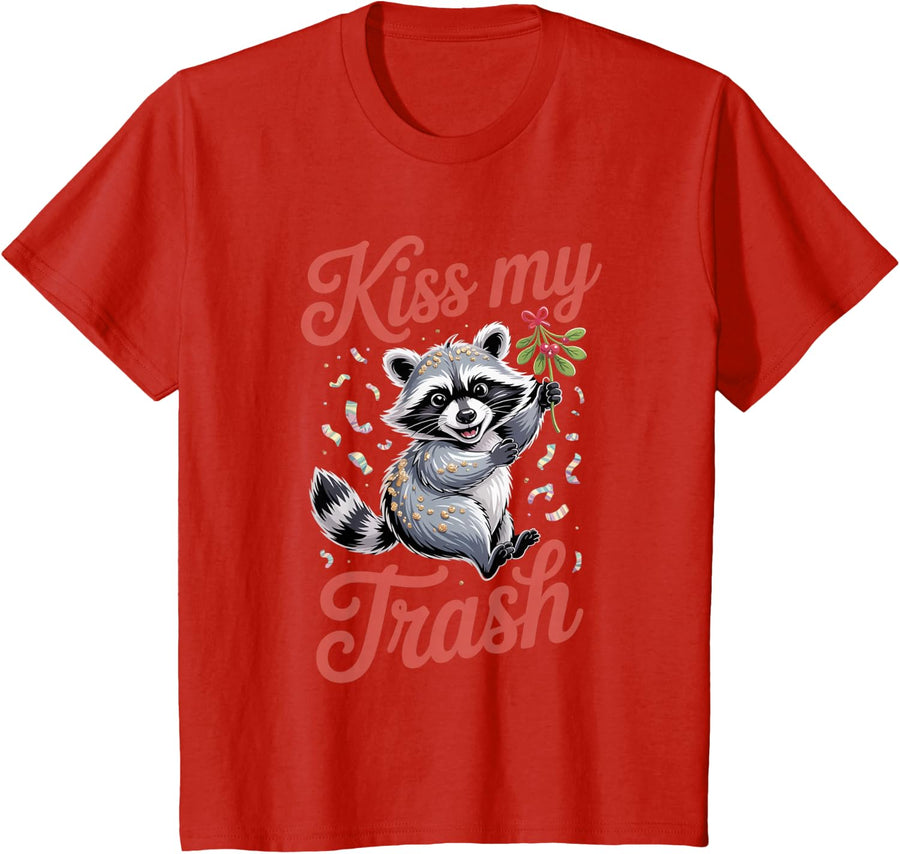 Funny Raccoon Christmas Trash Panda Xmas T-Shirt - Red