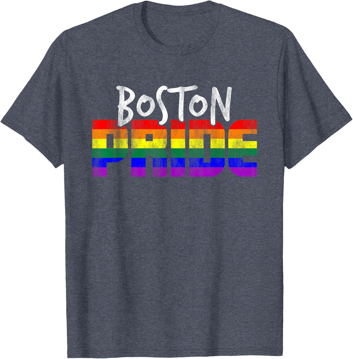 Boston Pride LGBT Flag T-Shirt - Heather Blue