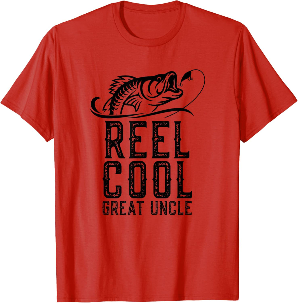 Reel Cool Great Uncle Fishing Funny Grandpa Retro T-Shirt - Red
