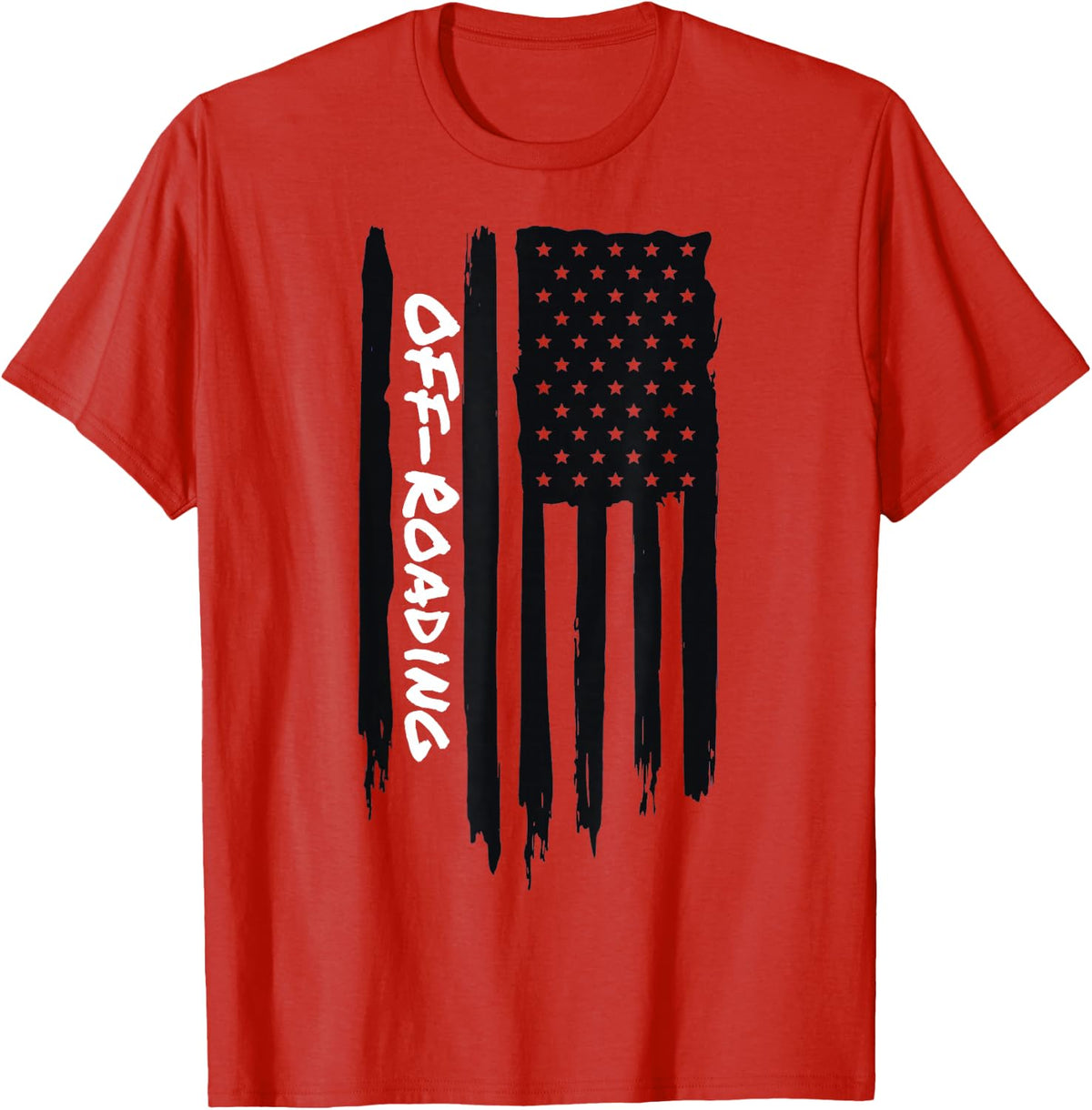 Off Roading 4x4 Rock Crawler American USA Flag T-Shirt - Red