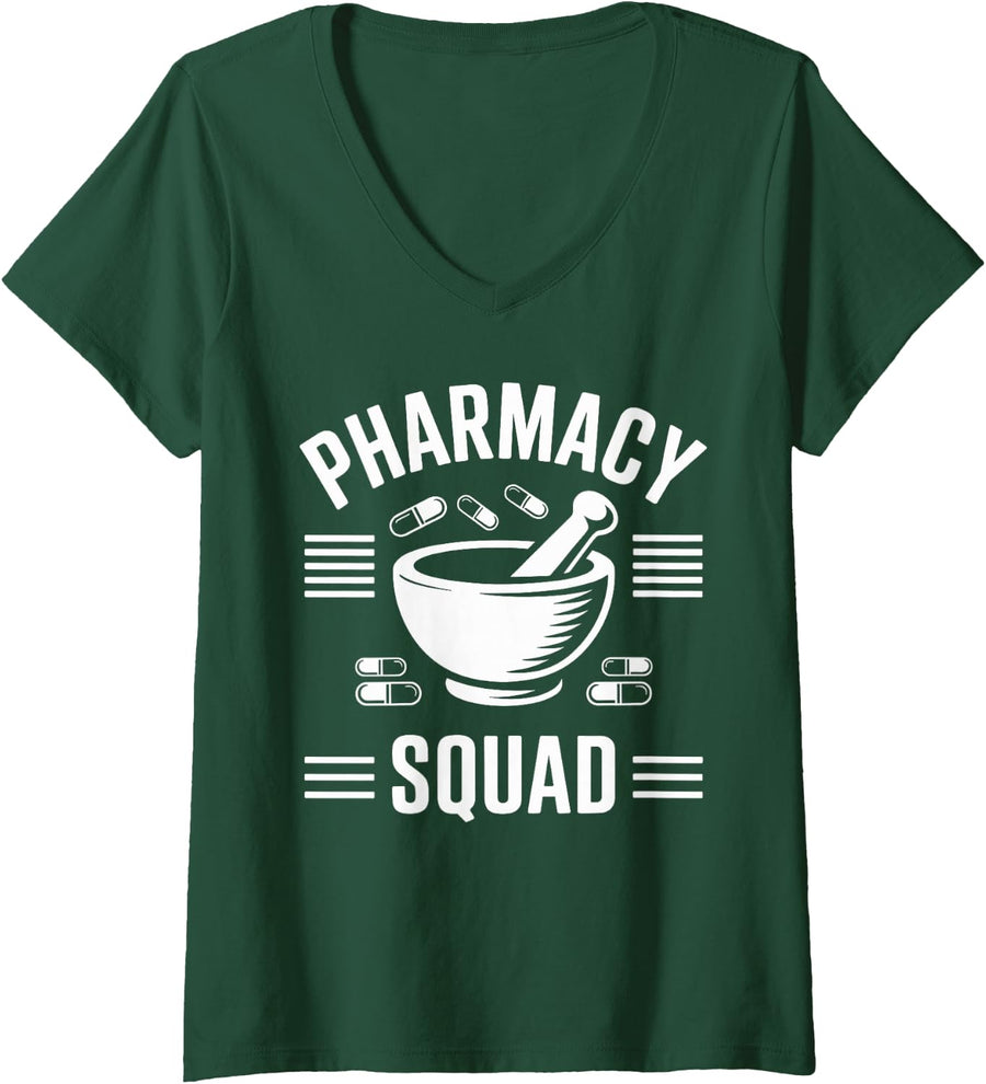 Women's Pharmacy Squad Pharmacy Technician V-Neck T-Shirt - Dark Green