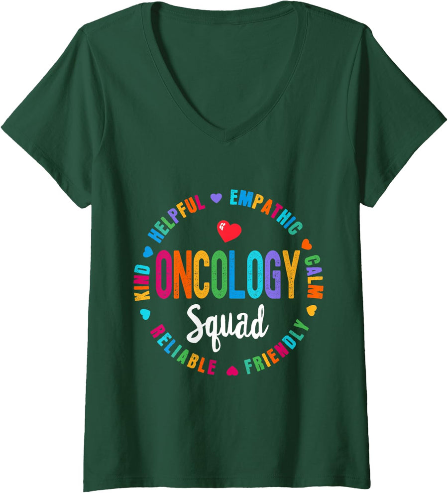 Women's Oncology Nurse Oncology Squad Nursing Appreciation Week V-Neck T-Shirt - Dark Green