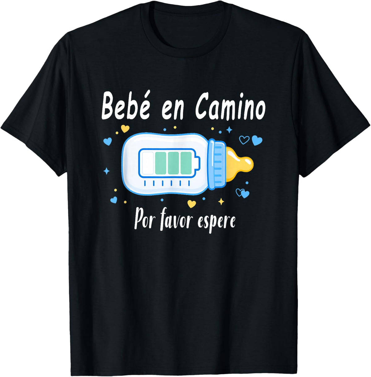 Bebé En Camino Boy Spanish Pregnancy Announcement Funny T-Shirt - Black