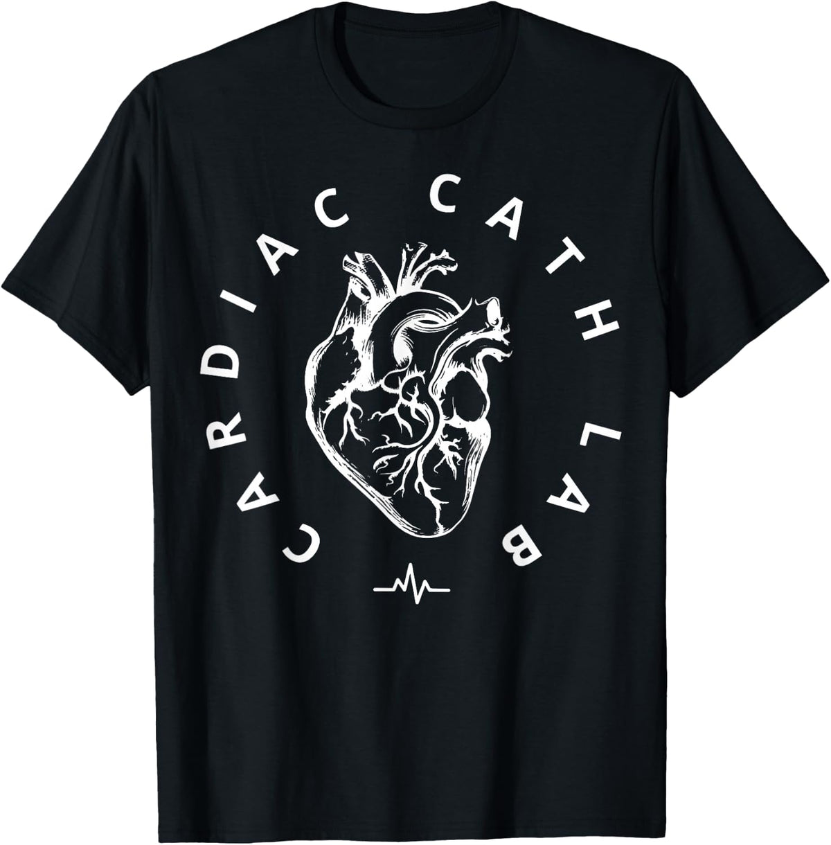 Vintage Cardiac Cath Lab Heart Cardiology Cardiac Nurse Tee T-Shirt - Black