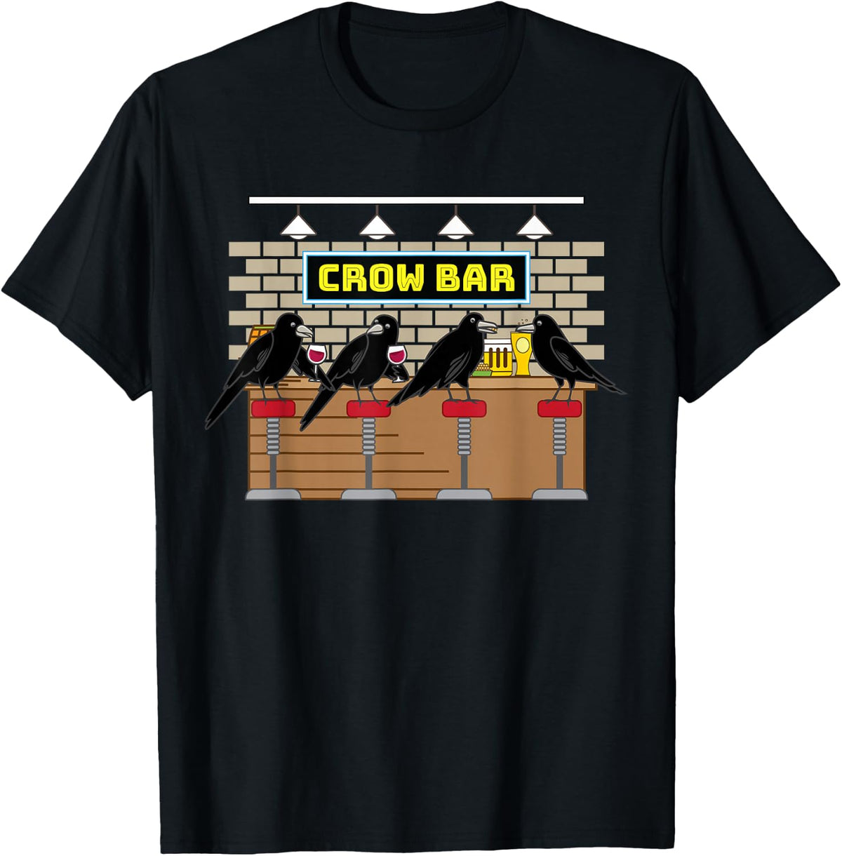 Crow Bar Pun Crowbar Crows Bartender Mechanic Word Game T-Shirt - Black