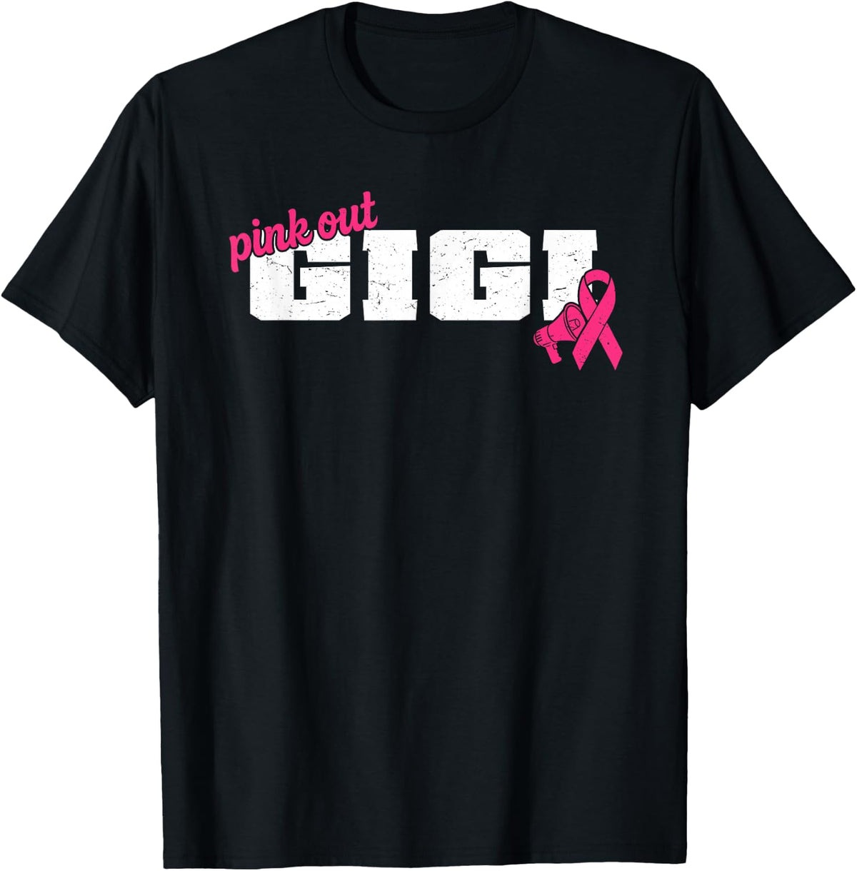Cheer Gigi Pink Out Breast Cancer Awareness Competition Day T-Shirt - Black
