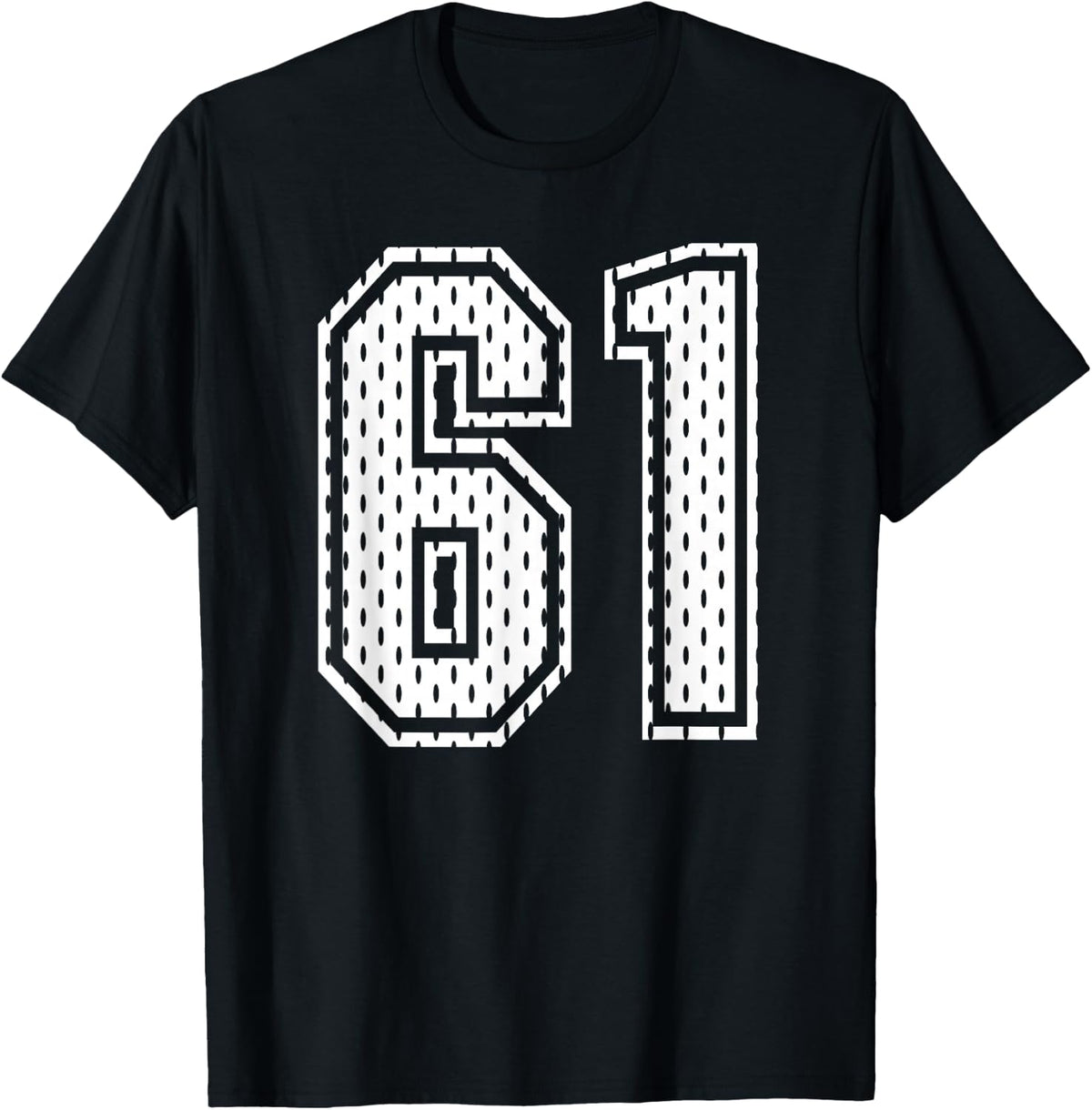 White Number 61 Sports Fan #61 Jersey Shirt Team Player T-Shirt - Black