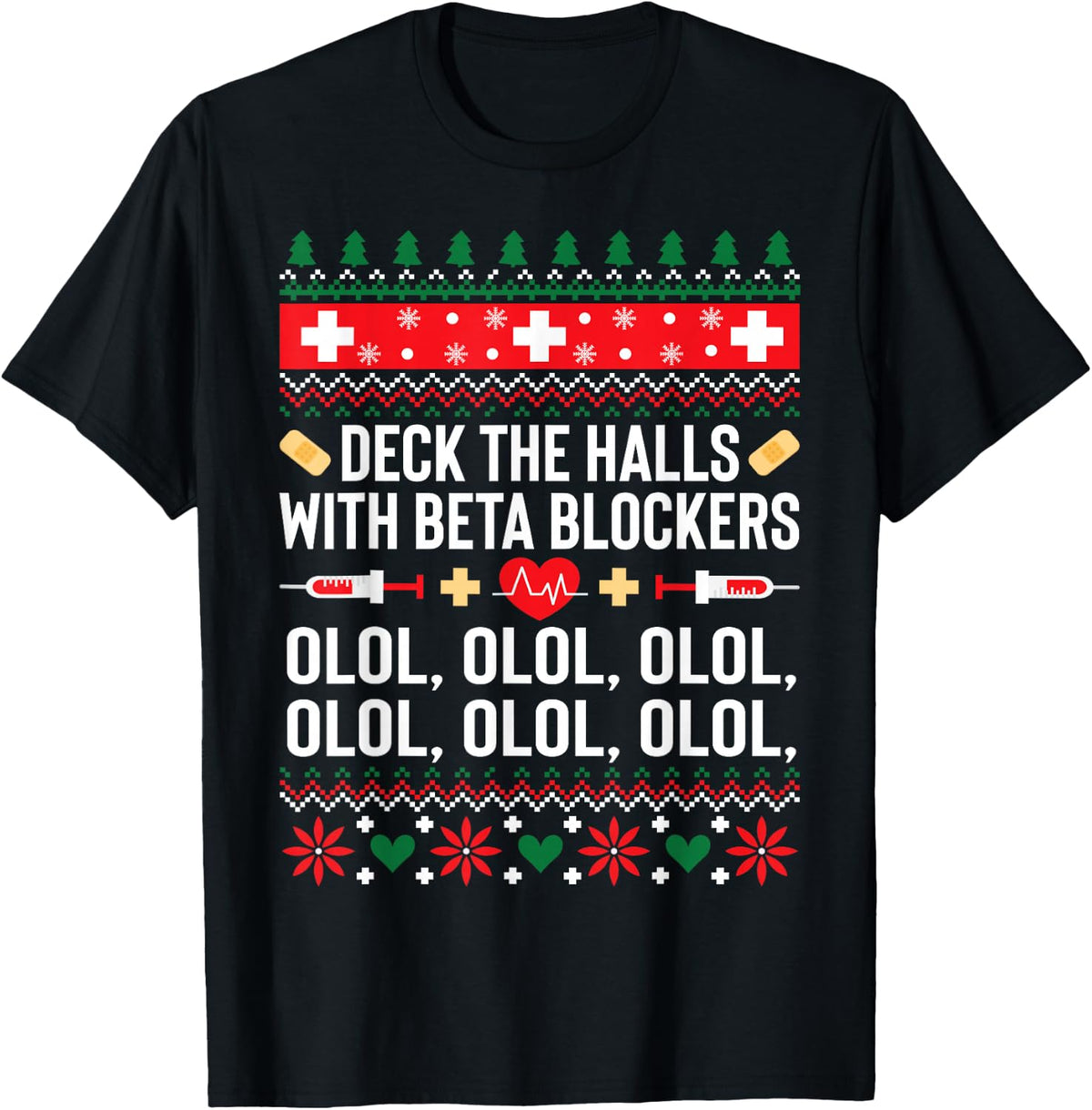 Funny Nurse Christmas Ugly Xmas Women T-Shirt - Black